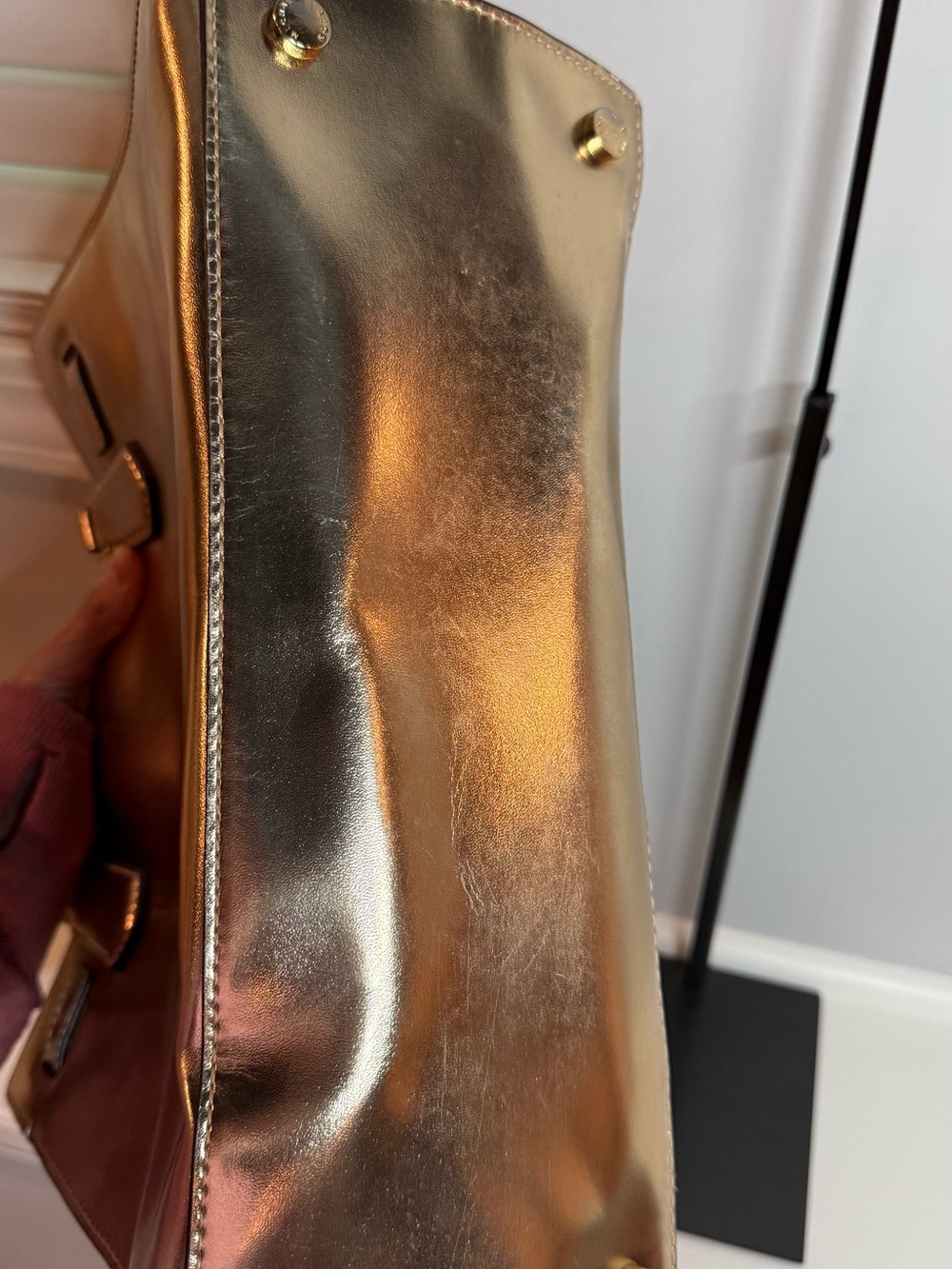 Michael Kors Hamilton Medium Metallic Satchel (with callouts) - Picture 8 of 13